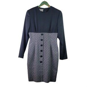 Vintage Linda Lewis Collection Pencil Style Polka Dot Dress Sz 8/10